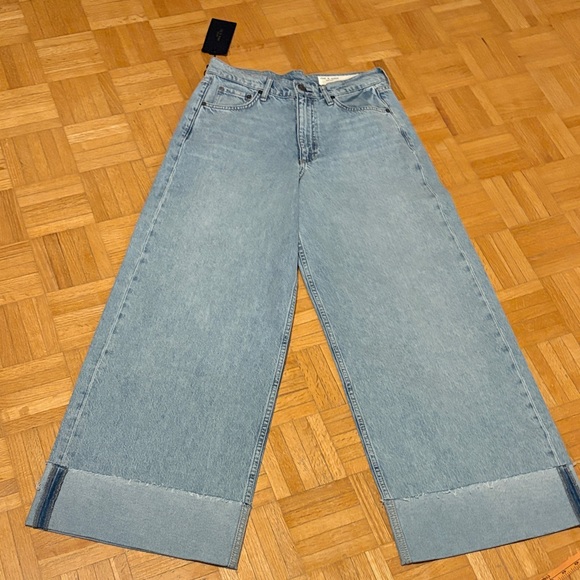 rag & bone Denim - Rag& Bone Wide-Leg Light Blue Jeans